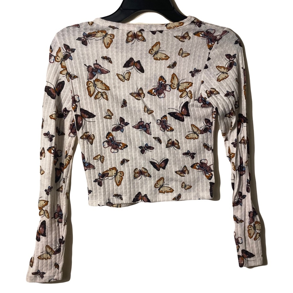 Fashion Nova Butterfly White Printed Long Sleeve Top Small - Picture 3 of 5